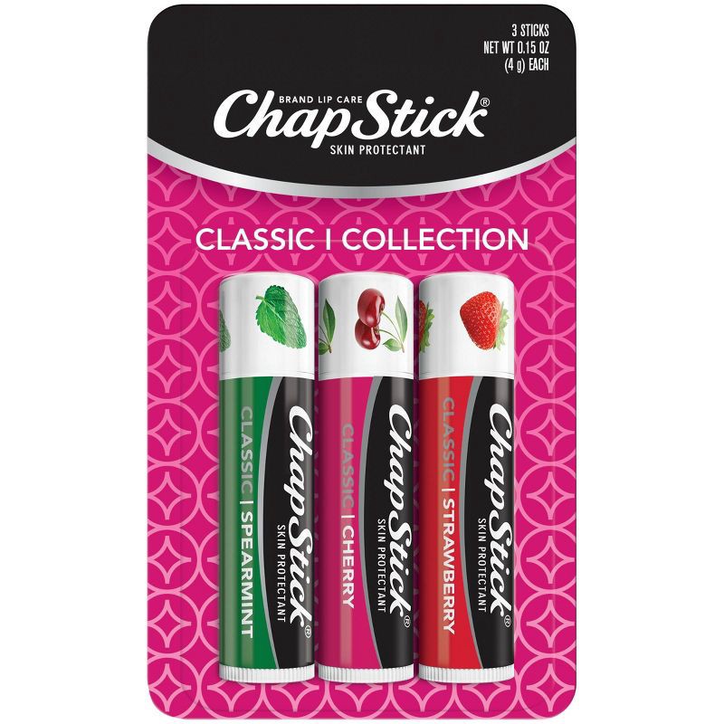 slide 18 of 20, Chapstick Classic Variety Pack Lip Balm - Cherry, Strawberry, & Spearmint - 3ct/0.45oz, 3 ct, 0.45 oz