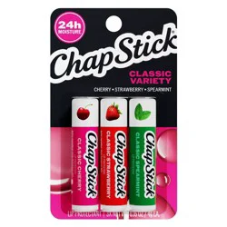 Chapstick Classic Variety Pack Lip Balm - Cherry, Strawberry, & Spearmint - 3ct/0.45oz