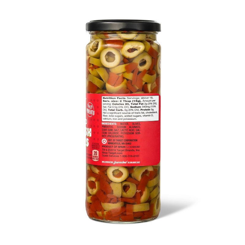 slide 2 of 3, Sliced Spanish Olives with Pimiento - 10oz - Market Pantry™, 10 oz