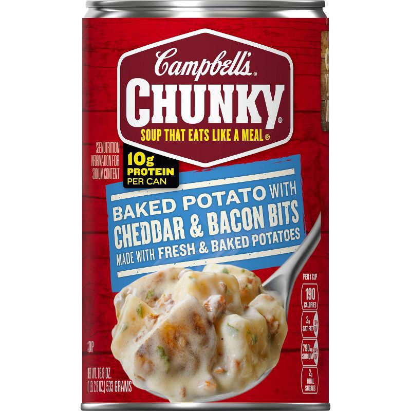 slide 11 of 14, Campbell's Chunky Baked Potato with Cheddar Bacon Bits Soup - 18.8oz, 18.8 oz