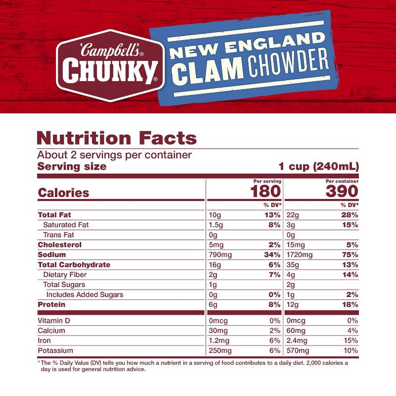 slide 8 of 13, Campbell's Chunky New England Clam Chowder Soup - 18.8oz, 18.8 oz