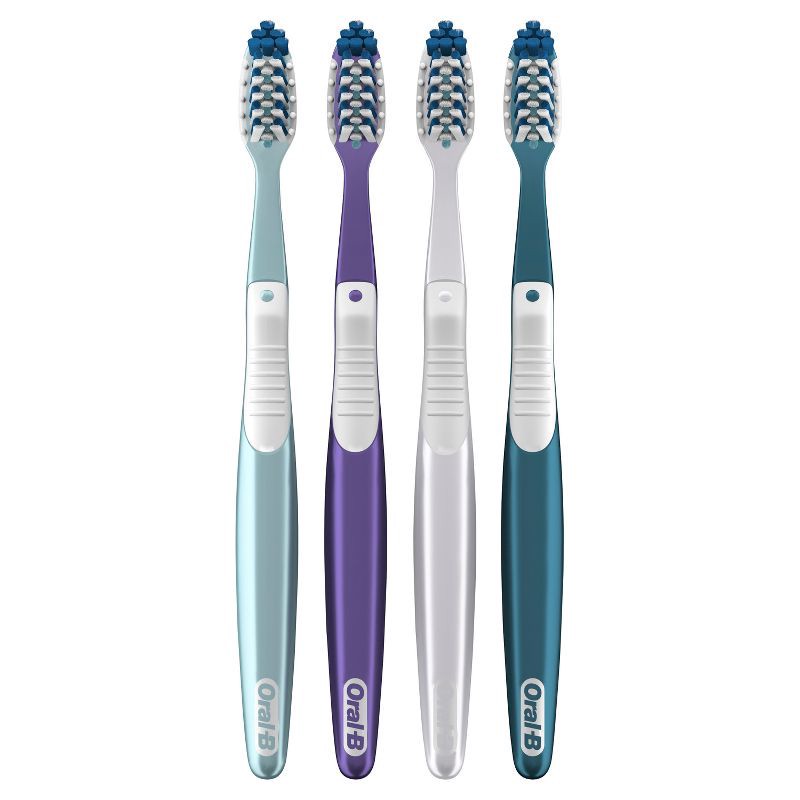 slide 8 of 9, Oral-B CrossAction All In One Toothbrushes, Deep Plaque Removal, Soft - 4ct, 4 ct