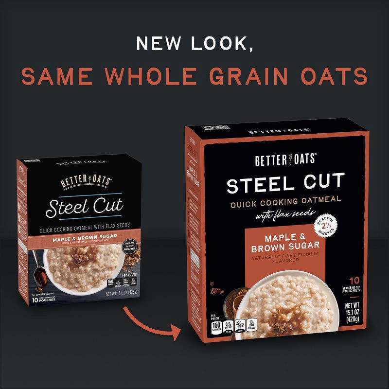 slide 3 of 12, Better Oats Revolution! Steel Cut Oats Maple & Brown Sugar Oatmeal - 10ct, 10 ct