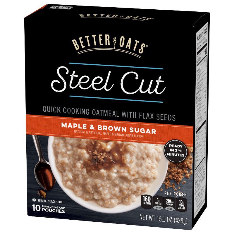 slide 9 of 12, Better Oats Revolution! Steel Cut Oats Maple & Brown Sugar Oatmeal - 10ct, 10 ct