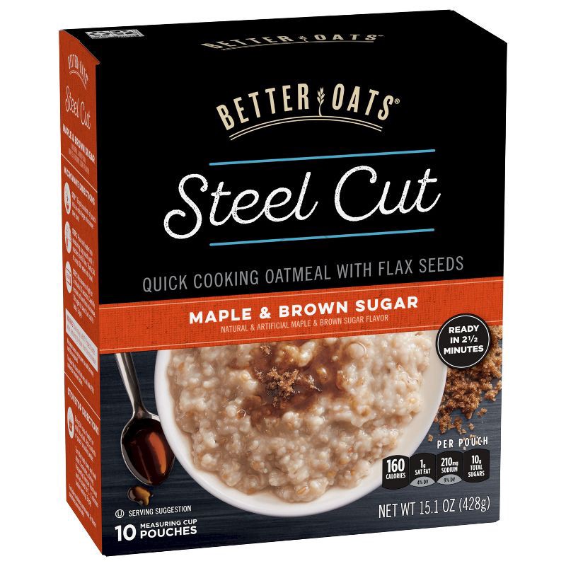 slide 10 of 12, Better Oats Revolution! Steel Cut Oats Maple & Brown Sugar Oatmeal - 10ct, 10 ct