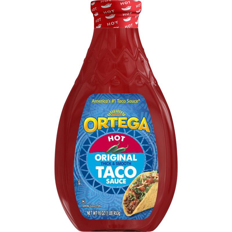slide 1 of 8, Ortega Hot Taco Sauce 16oz, 16 oz