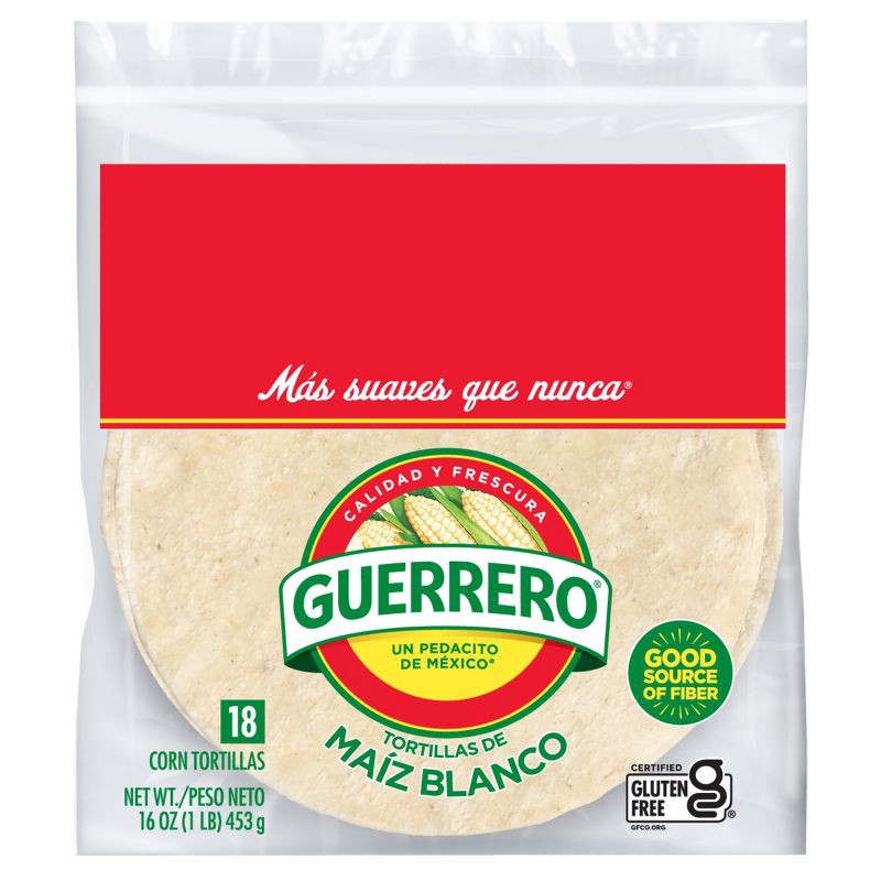 slide 1 of 7, Guerrero White Corn Tortillas - 16oz/18ct, 18 ct; 16 oz