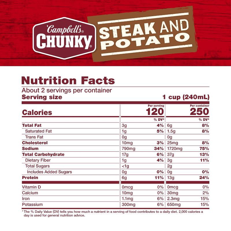 slide 8 of 14, Campbell's Chunky Steak and Potato Soup - 18.8oz, 18.8 oz