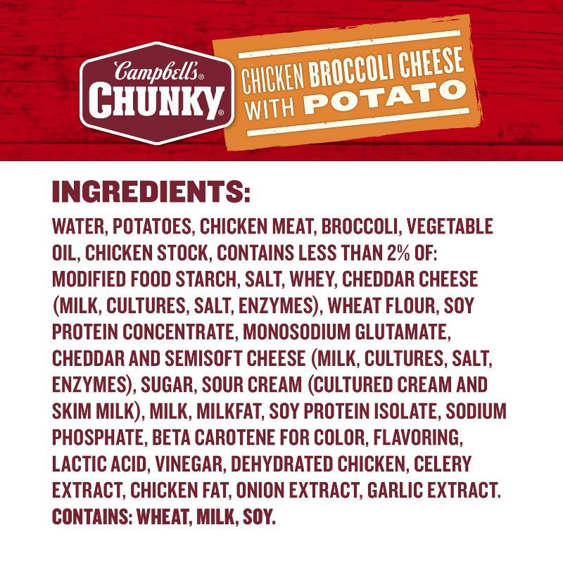 slide 9 of 14, Campbell's Chunky Chicken Broccoli Cheese with Potato Soup - 18.8oz, 18.8 oz