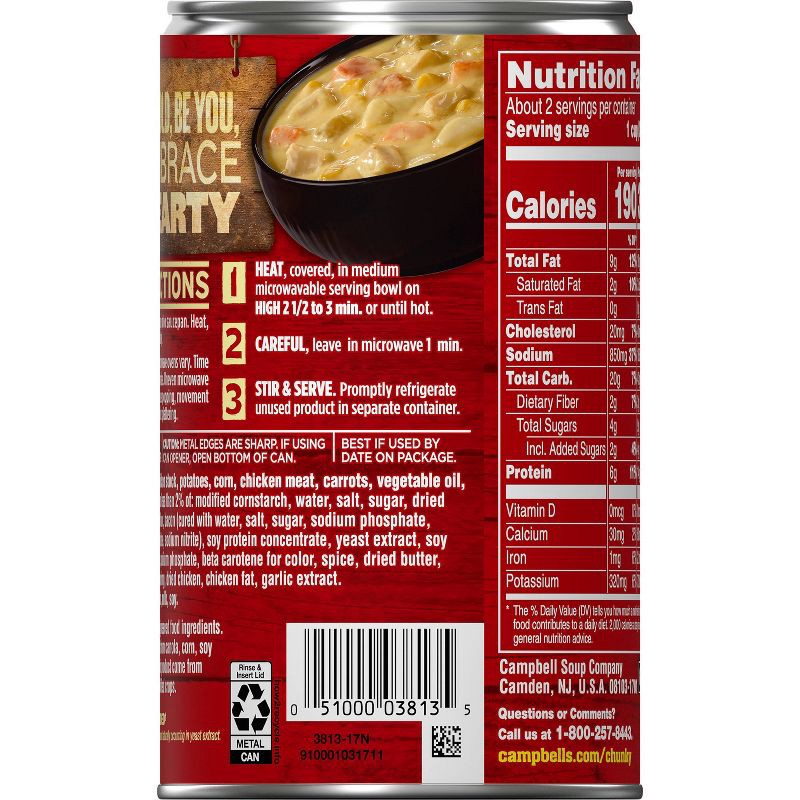 slide 13 of 17, Campbell's Chunky Chicken Corn Chowder Soup - 18.8oz, 18.8 oz