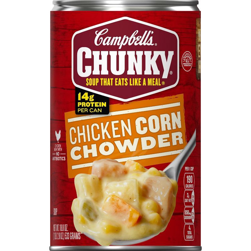 slide 11 of 17, Campbell's Chunky Chicken Corn Chowder Soup - 18.8oz, 18.8 oz