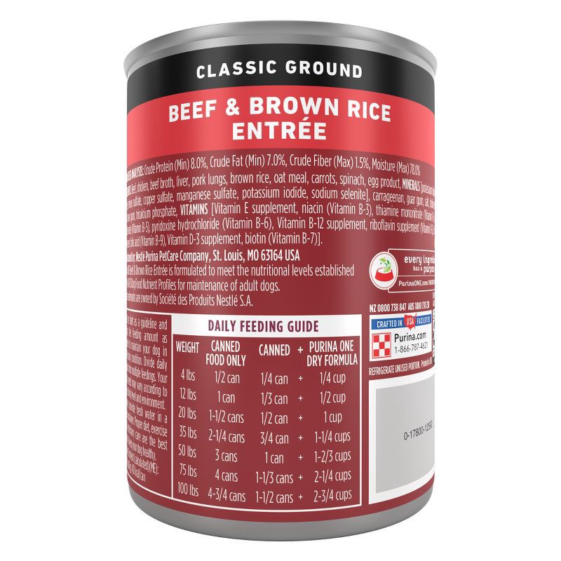 slide 3 of 7, Purina ONE SmartBlend Classic Ground Wet Dog Food Beef & Brown Rice Entrée - 13oz, 13 oz