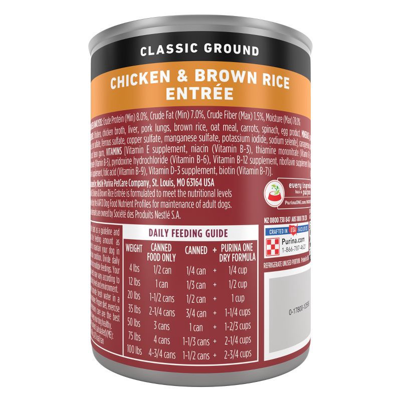 slide 3 of 8, Purina ONE SmartBlend Classic Ground Wet Dog Food Chicken & Brown Rice Entrée - 13oz, 13 oz
