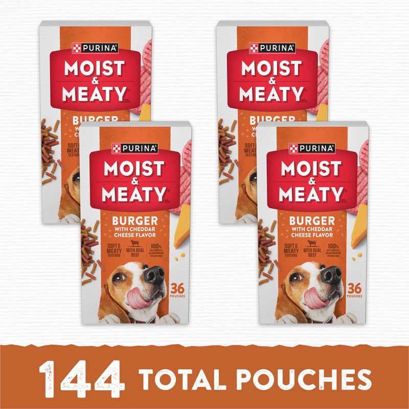 slide 2 of 10, Moist & Meaty Beef Burguer with Cheddar Cheese Flavor Dry Dog Food - 36ct Pack, 36 ct
