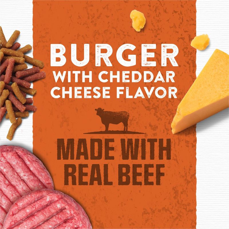 slide 3 of 10, Moist & Meaty Beef Burguer with Cheddar Cheese Flavor Dry Dog Food - 36ct Pack, 36 ct