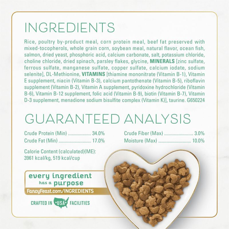 slide 6 of 13, Purina Fancy Feast with Ocean Fish, Salmon & Garden Greens Adult Gourmet Dry Cat Food - 48oz, 48 oz