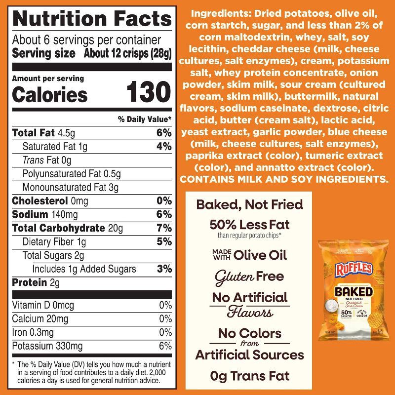 slide 4 of 5, Ruffles Oven Baked Cheddar & Sour Cream Potato Chips - 6.25oz, 6.25 oz