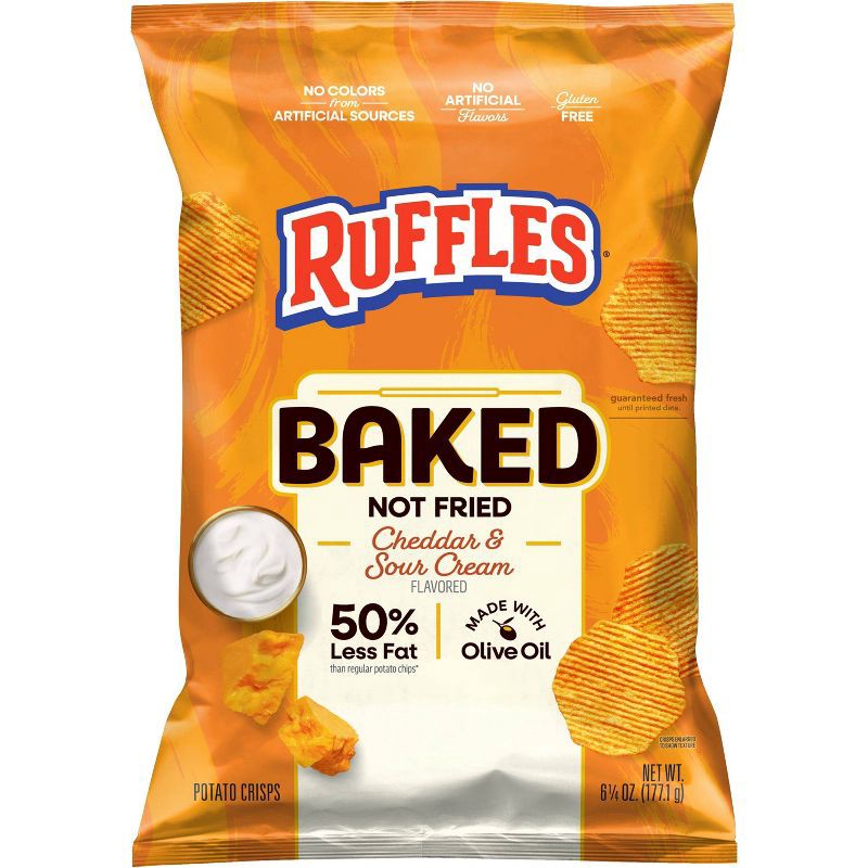 slide 1 of 5, Ruffles Oven Baked Cheddar & Sour Cream Potato Chips - 6.25oz, 6.25 oz
