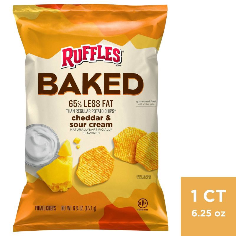 slide 1 of 5, Ruffles Oven Baked Cheddar & Sour Cream Potato Chips - 6.25oz, 6.25 oz