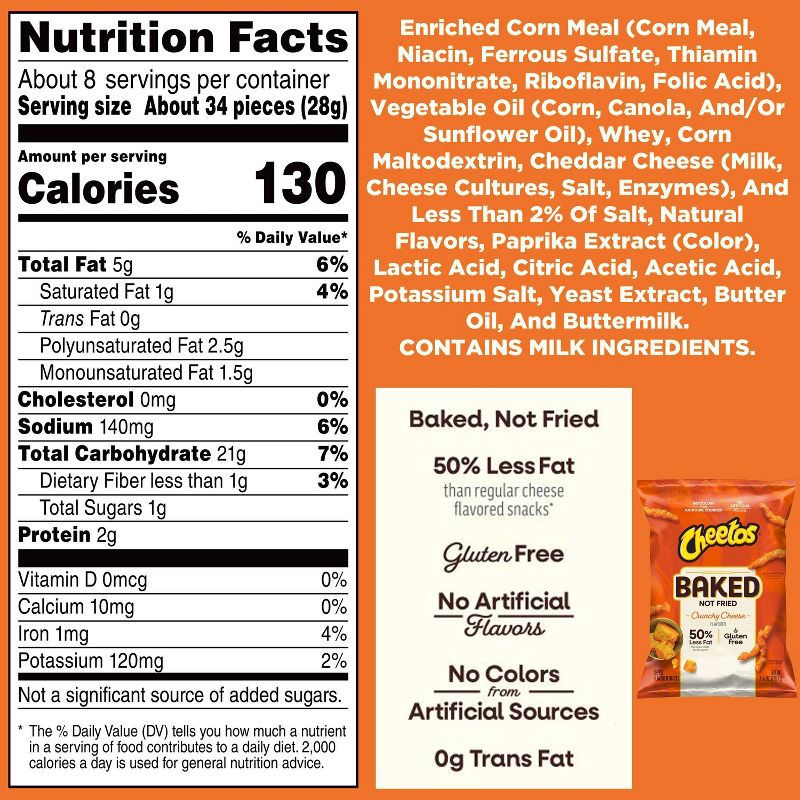 slide 3 of 6, Cheetos Baked Crunchy Cheese Flavored Snack - 7.625oz, 7.625 oz