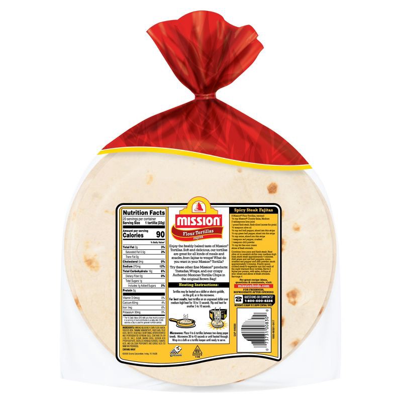slide 2 of 4, Mission Fajita Size Super Soft Flour Tortillas - 23oz/20ct, 23 oz, 20 ct