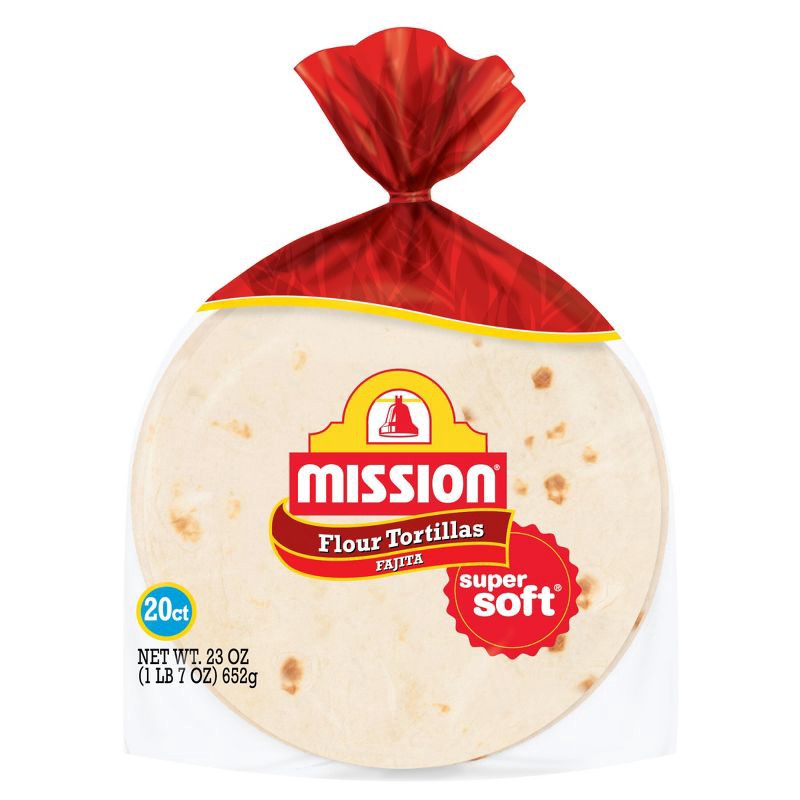 slide 1 of 4, Mission Fajita Size Super Soft Flour Tortillas - 23oz/20ct, 23 oz, 20 ct