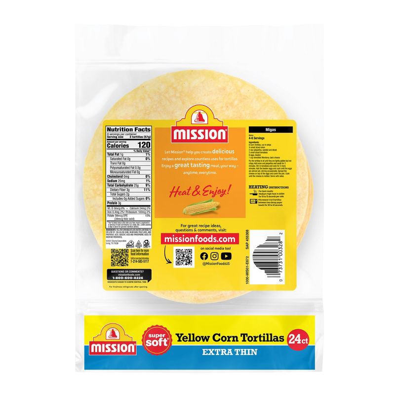 slide 2 of 4, Mission Super Soft Extra Thin Yellow Corn Tortillas - 5.6oz/24ct, 5.6 oz, 24 ct