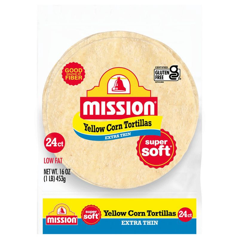 slide 1 of 6, Mission Super Soft Extra Thin Yellow Corn Tortillas - 5.6oz/24ct: Gluten-Free, 5.6 oz; 24 ct