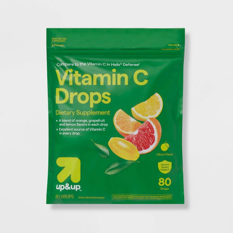 slide 1 of 4, Vitamin C Supplement Drops - Citrus - 80ct - up&up™, 80 ct