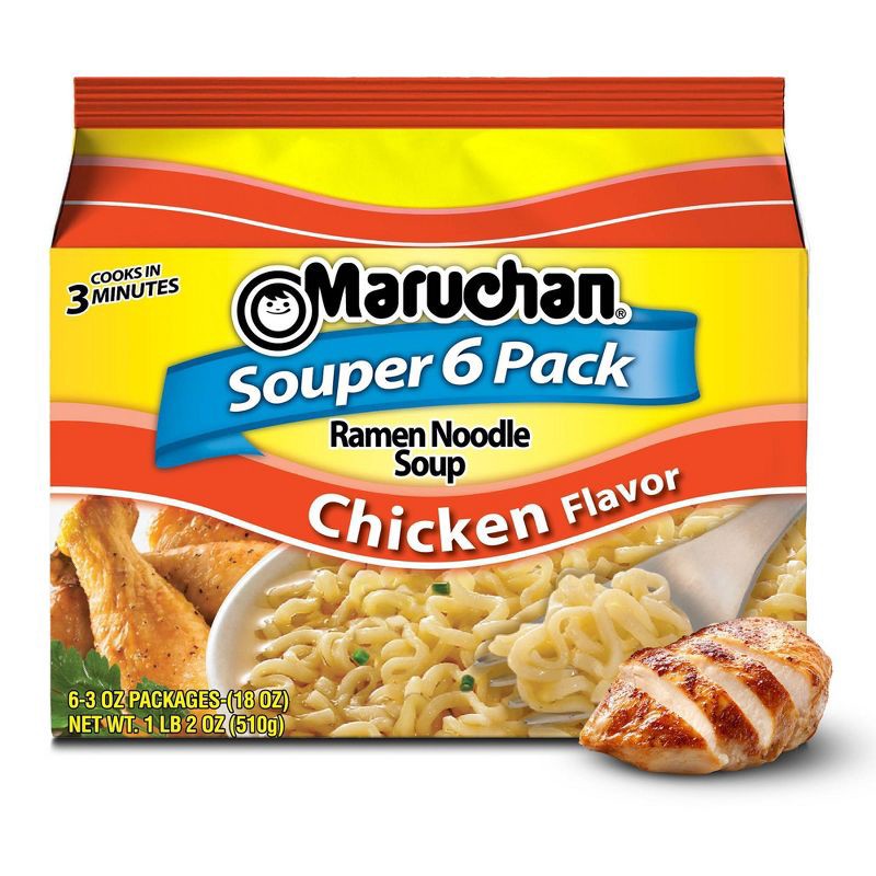 slide 1 of 6, Maruchan Souper 6-Pack Chicken Ramen Noodle Soup - 18oz/6ct, 6 ct; 18 oz