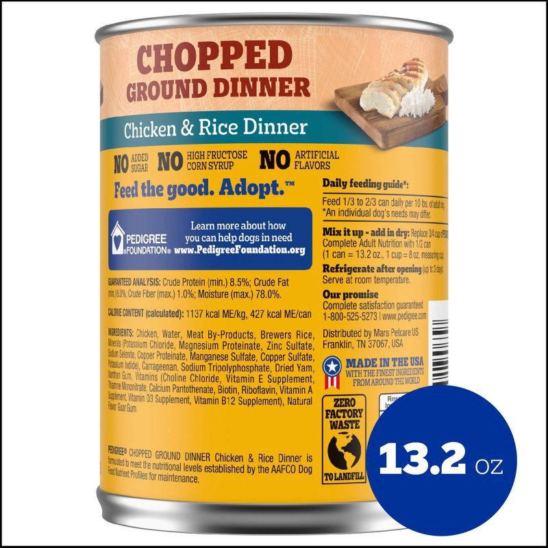 slide 9 of 10, Pedigree Chicken, Grain and Rice Flavor Dinner Chopped Ground Wet Dog Food - 13.2oz, 13.2 oz