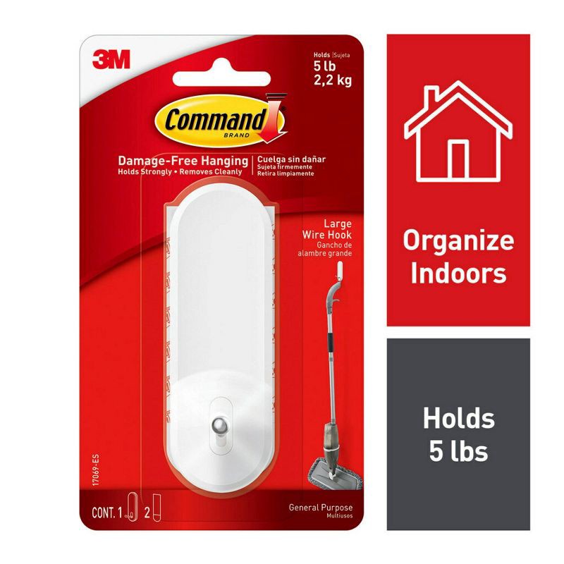 slide 2 of 14, Command Large Sized Wire Decorative Hook White, 1 ct