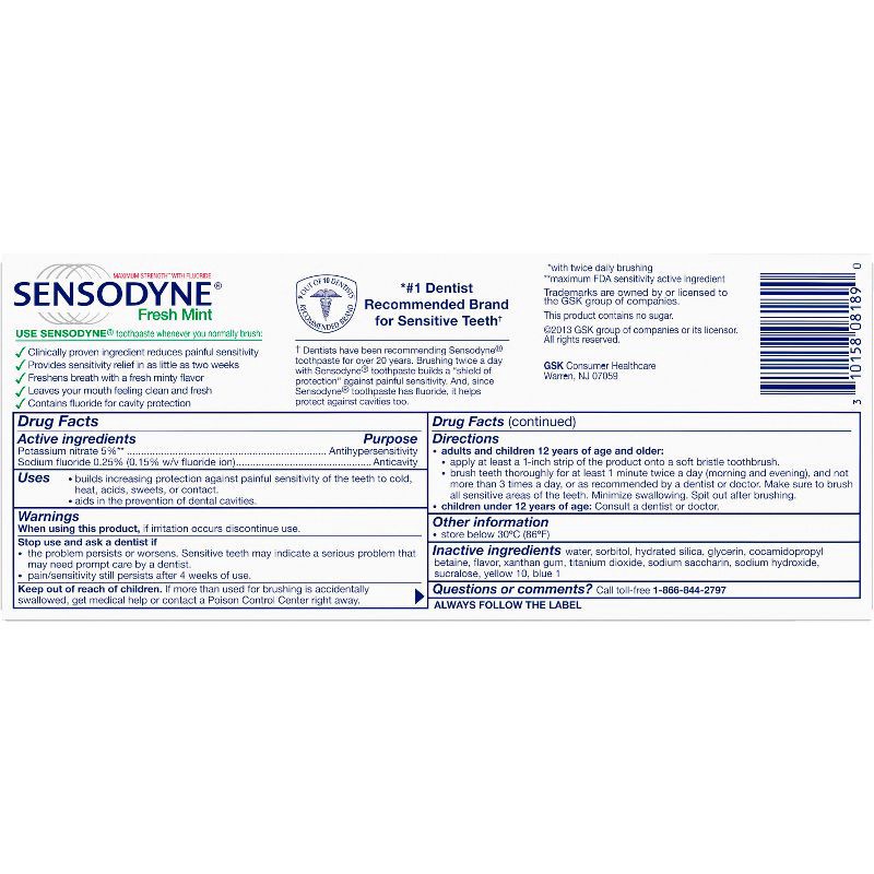 slide 9 of 9, Sensodyne Fresh Mint Sensitivity Protection 2pk Toothpaste, 2 ct