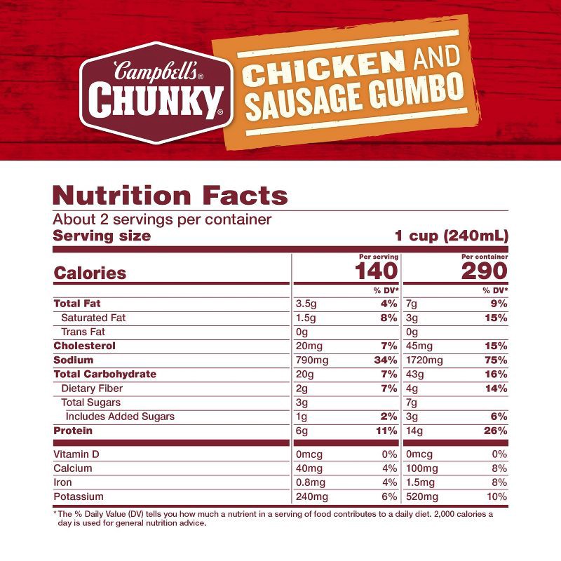 slide 8 of 10, Campbell's Chunky Chicken & Sausage Gumbo Soup - 18.8oz, 18.8 oz