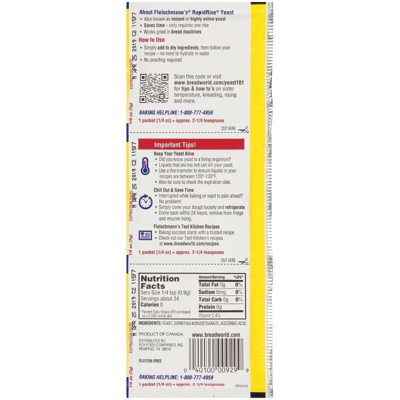 slide 2 of 6, Fleischmann's RapidRise Yeast - 0.25oz/3ct, 0.25 oz, 3 ct