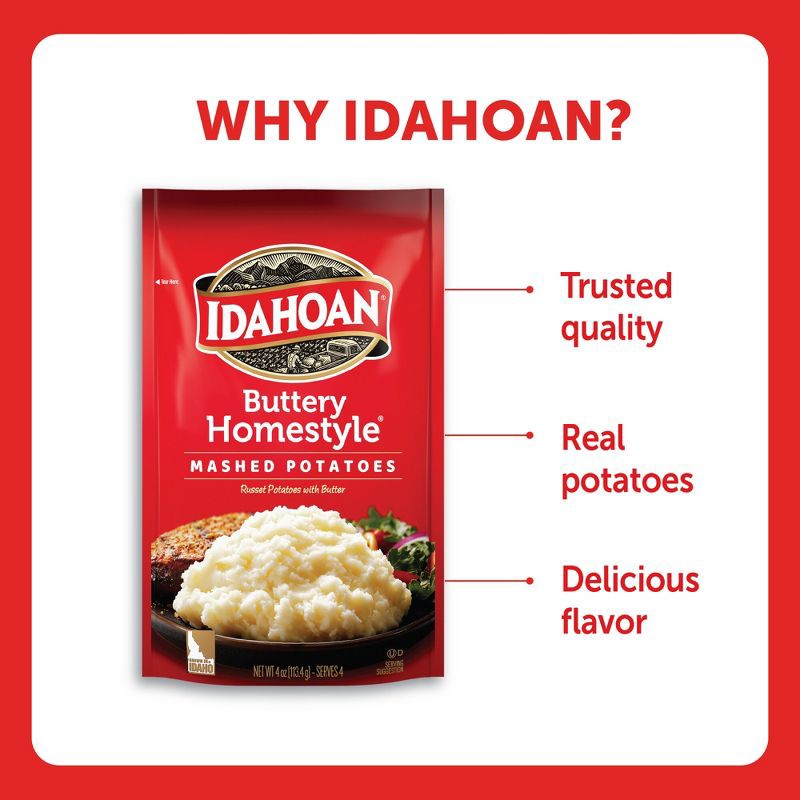 slide 8 of 10, Idahoan Gluten Free Buttery Homestyle Mashed Potatoes - 4oz, 4 oz