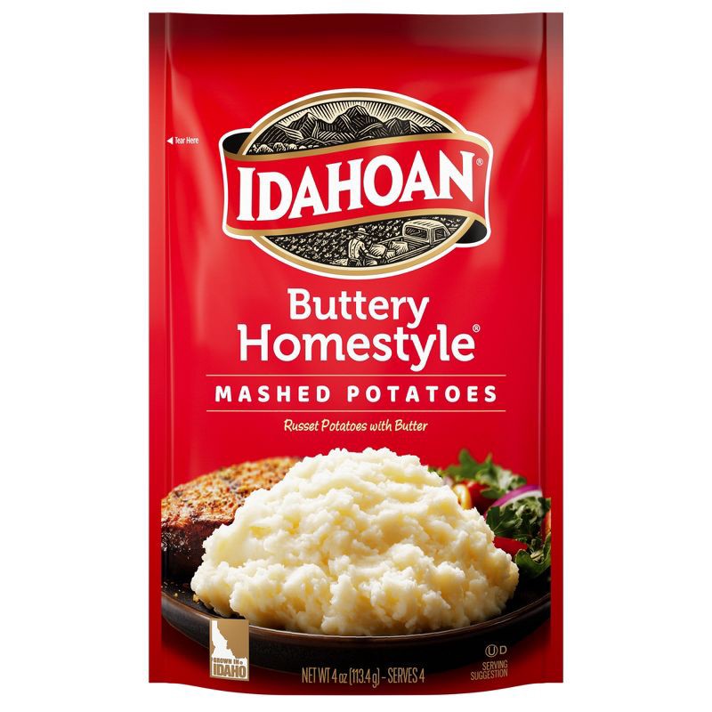 slide 1 of 10, Idahoan Gluten Free Buttery Homestyle Mashed Potatoes - 4oz, 4 oz