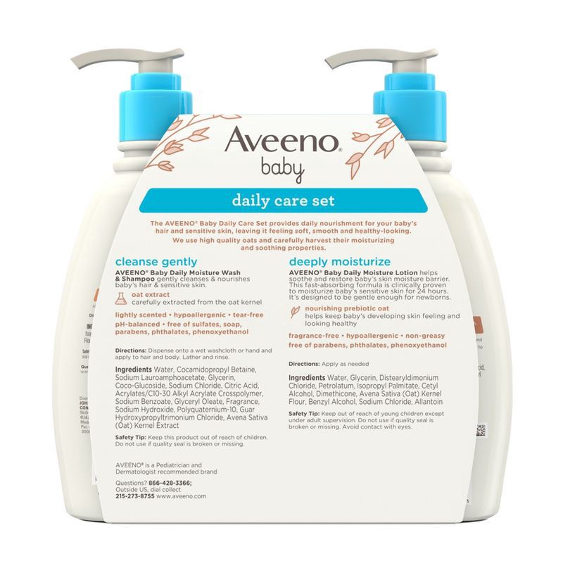 slide 2 of 7, Aveeno Baby Daily Care Gift Set Includes Daily Moisturizing Body Lotion & 2-in-1 Baby Bath Wash & Shampoo - 2 ct, 2 ct