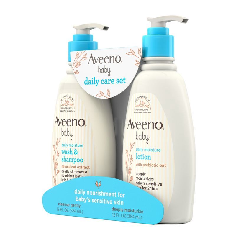 slide 6 of 7, Aveeno Baby Daily Care Gift Set Includes Daily Moisturizing Body Lotion & 2-in-1 Baby Bath Wash & Shampoo - 2 ct, 2 ct