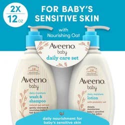 Aveeno Baby Daily Care Gift Set Includes Daily Moisturizing Body Lotion & 2-in-1 Baby Bath Wash & Shampoo - 2 ct