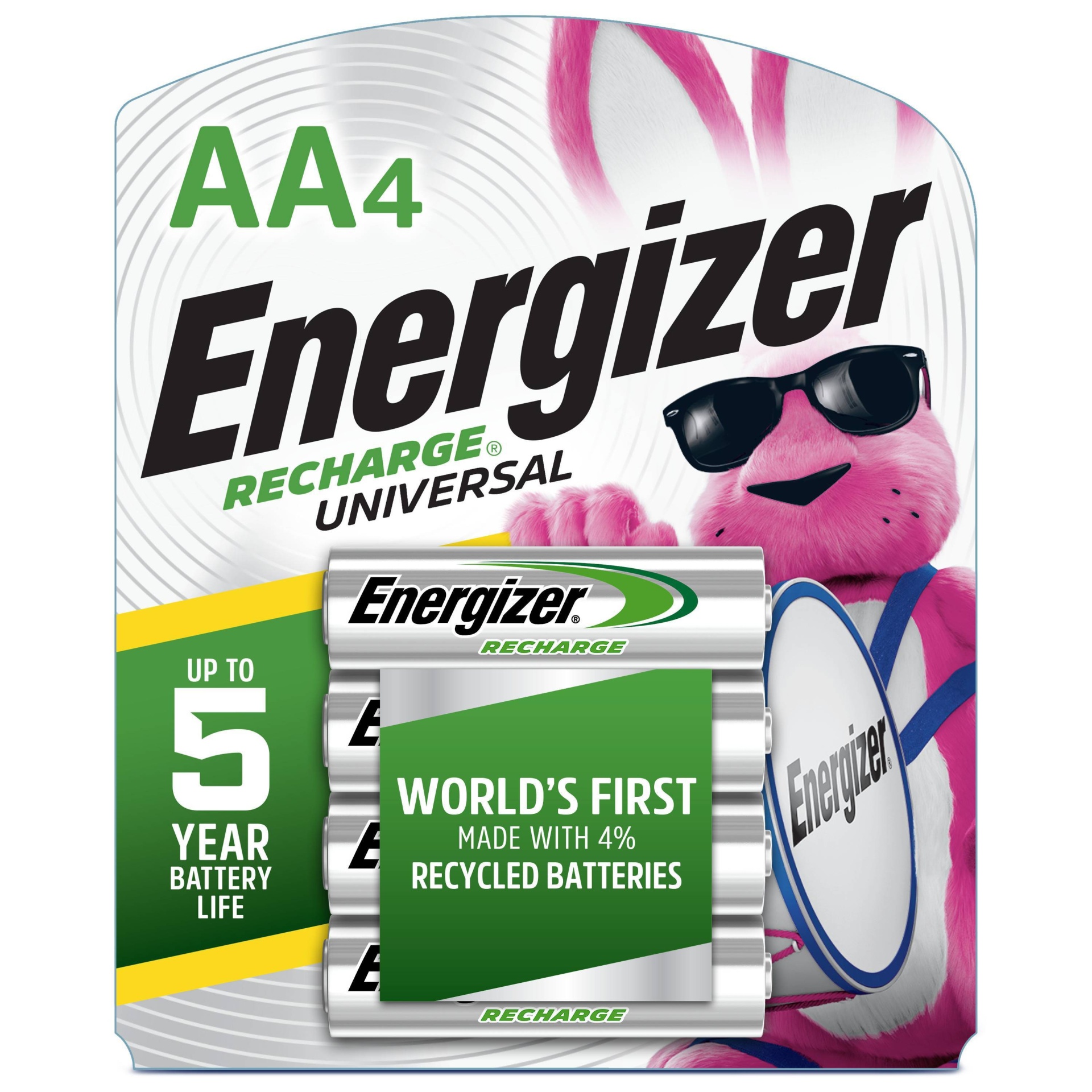 slide 1 of 2, Energizer Recharge Universal Rechargeable AA Batteries, 4 ct