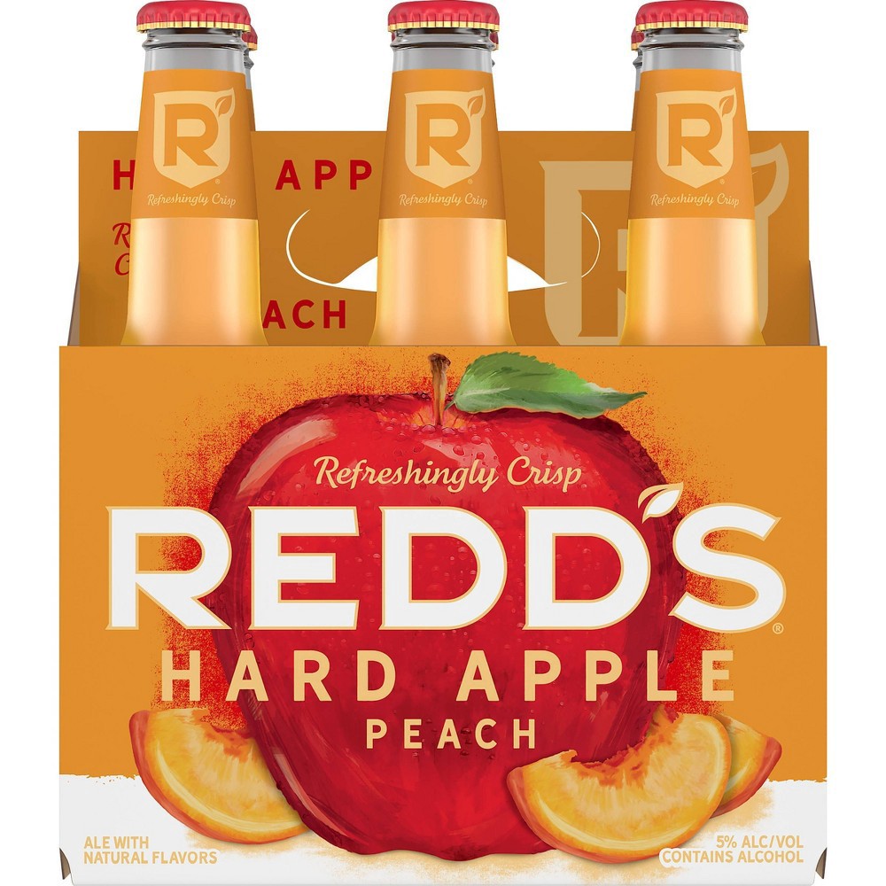 slide 2 of 4, Redd's Hard Apple Peach Ale Beer - 6pk/12 fl oz Bottles, 6 ct; 12 fl oz