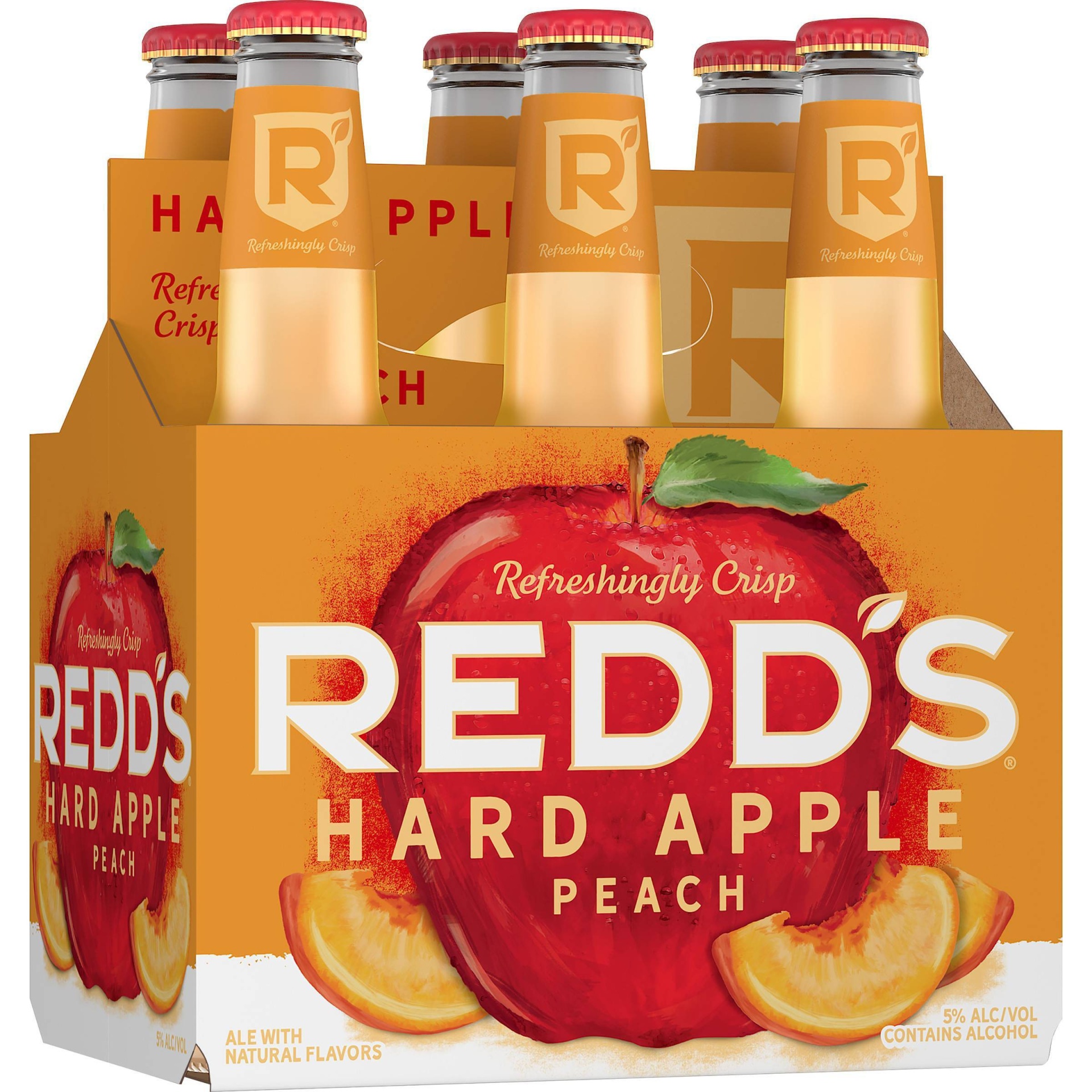 slide 1 of 4, Redd's Hard Apple Peach Ale Beer - 6pk/12 fl oz Bottles, 6 ct; 12 fl oz