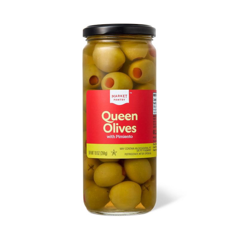 slide 1 of 4, Queen Olives with Pimiento - 10oz - Market Pantry™, 10 oz