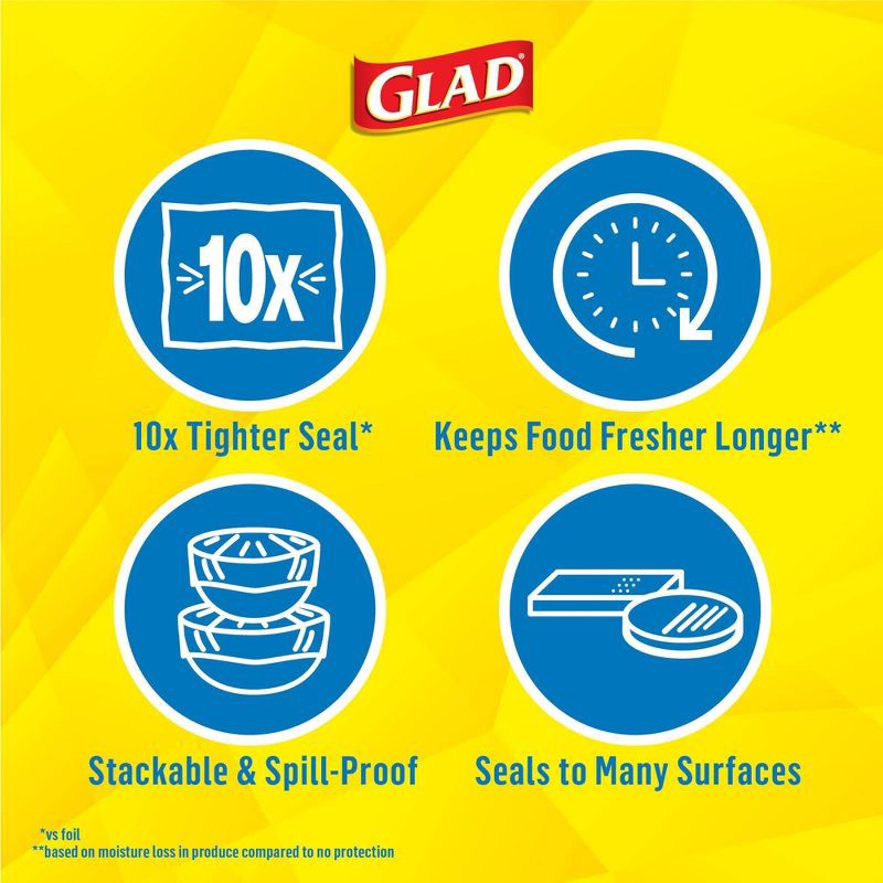 slide 4 of 7, Glad Press'N Seal + Plastic Food Wrap - 100 sq ft, 100 sq ft