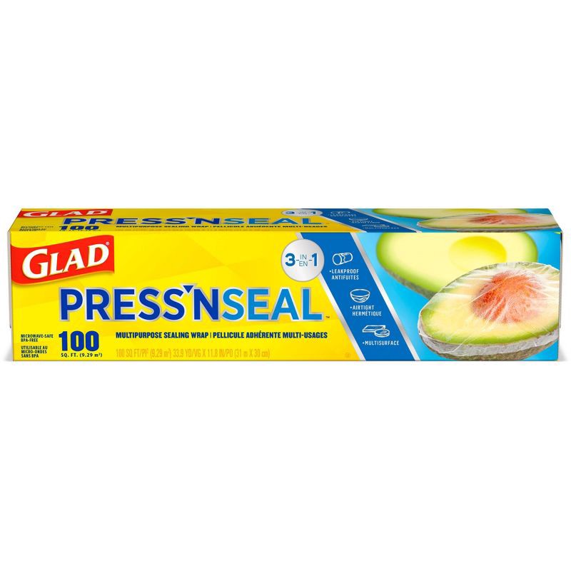 slide 2 of 7, Glad Press'N Seal + Plastic Food Wrap - 100 sq ft, 100 sq ft