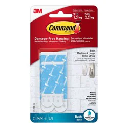 Command 2 Medium 4 Large Sized Water Resistant Replacement Strips White