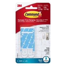 Command 2 Medium 4 Large Sized Water Resistant Replacement Strips White