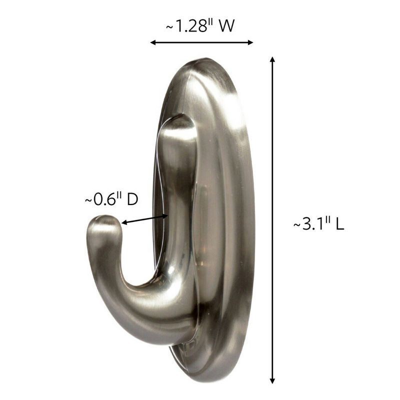 slide 3 of 13, Command 2 Hooks 4 Strips Medium Sized Traditional Hooks with Water Resistant Strips Nickel: Bathroom Towel & Curtain Rod Hooks, 1 ct