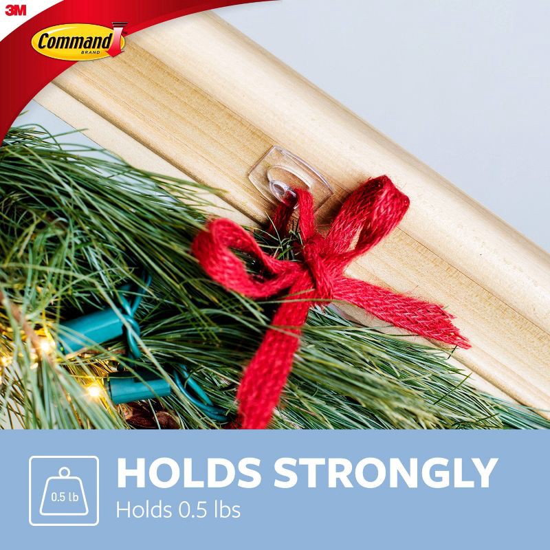 slide 3 of 13, Command Clear Mini Hooks with Clear Strips, Damage Free Hanging of Christmas Decorations, 12 Mini Hooks, 1 ct